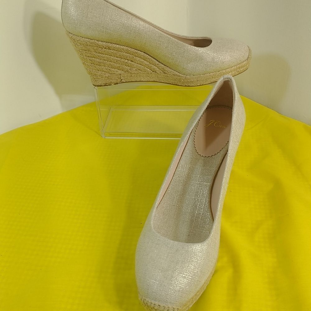 J. Crew Women’s Seville Espadrille Wedges Canvas Size 12. Gray